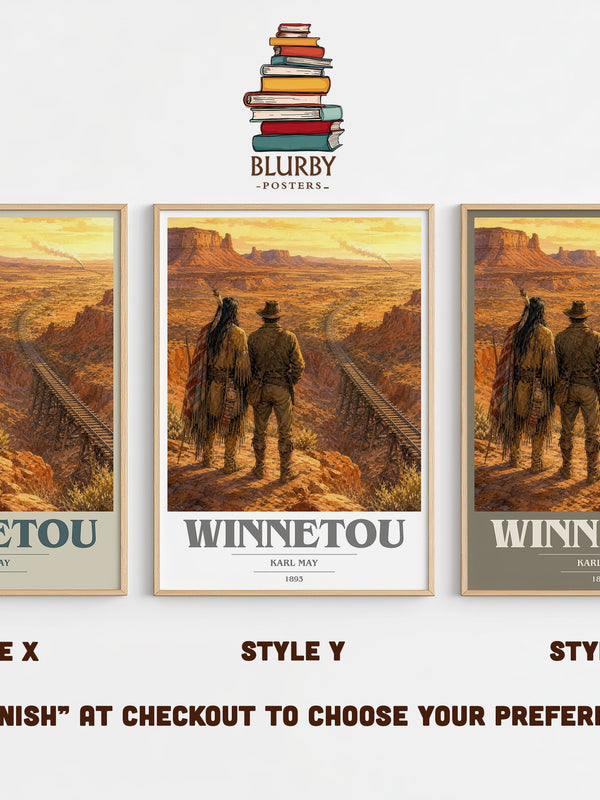 Winnetou book cover print in frame leaning in hallway – adventure wall art
