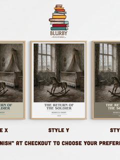 The Return of the Soldier book cover print in frame leaning in hallway – literary fiction wall art