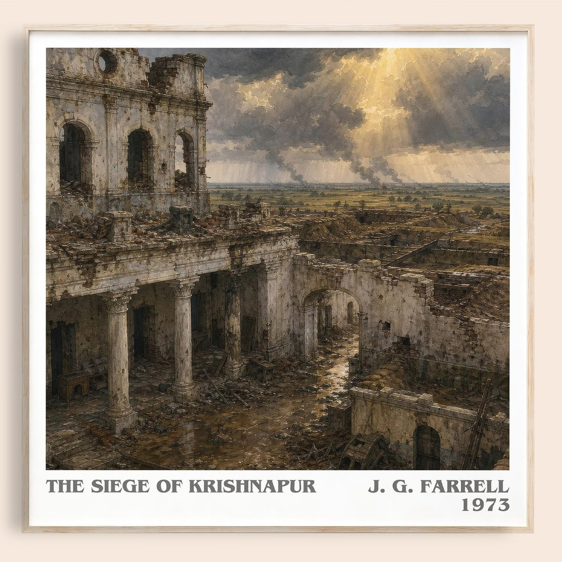 The Siege of Krishnapur literary book poster by J. G. Farrell – framed literary art print