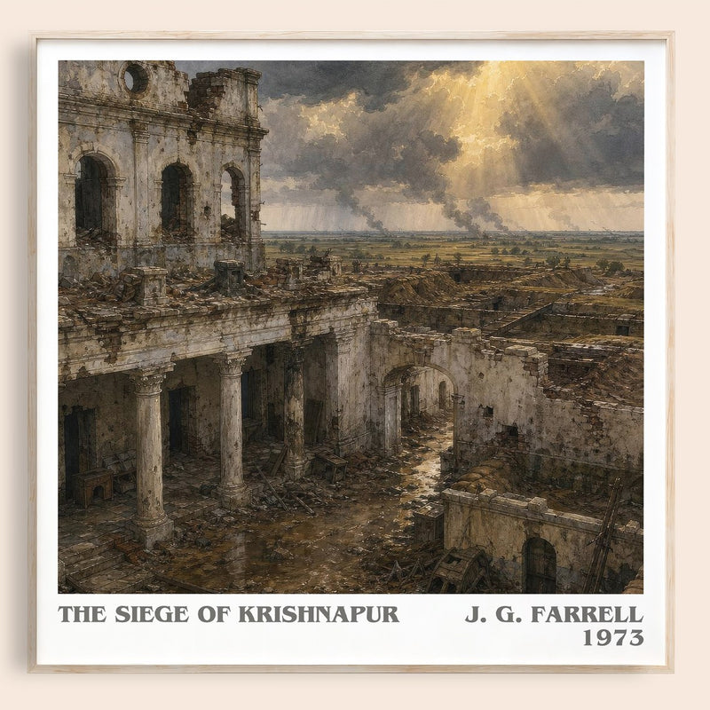 The Siege of Krishnapur literary book poster by J. G. Farrell – framed literary art print