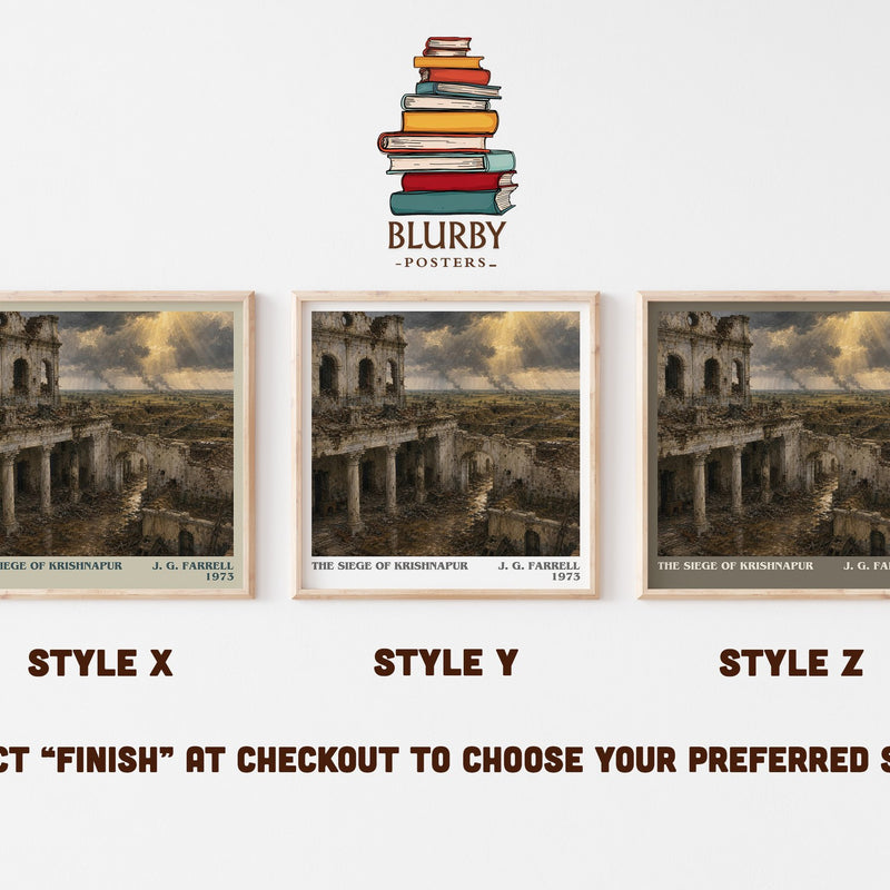 The Siege of Krishnapur literary print in frame leaning in hallway – historical fiction wall art
