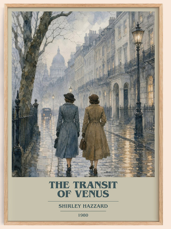 The Transit of Venus book cover book poster by Shirley Hazzard – framed literary art print