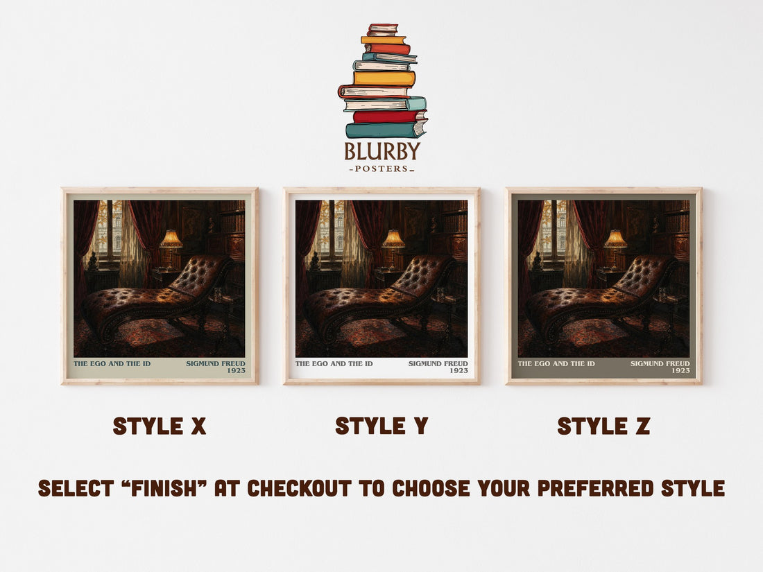 The Ego and the Id literary print in frame leaning in hallway – philosophy wall art (mockup)