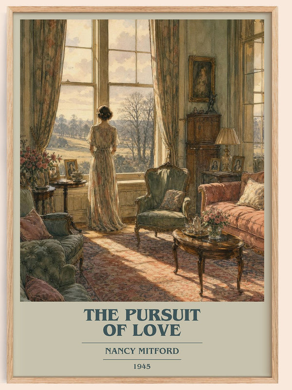 The Pursuit Of Love book cover book poster by Nancy Mitford – framed literary art print