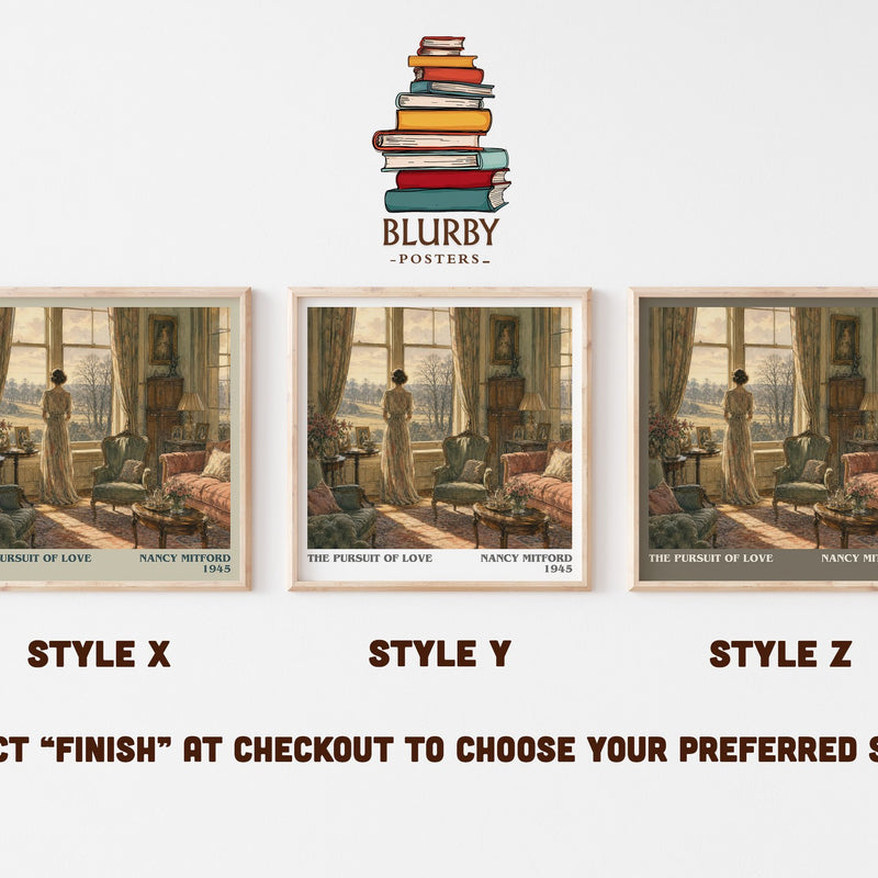 The Pursuit Of Love literary print in frame leaning in hallway – classic literature wall art