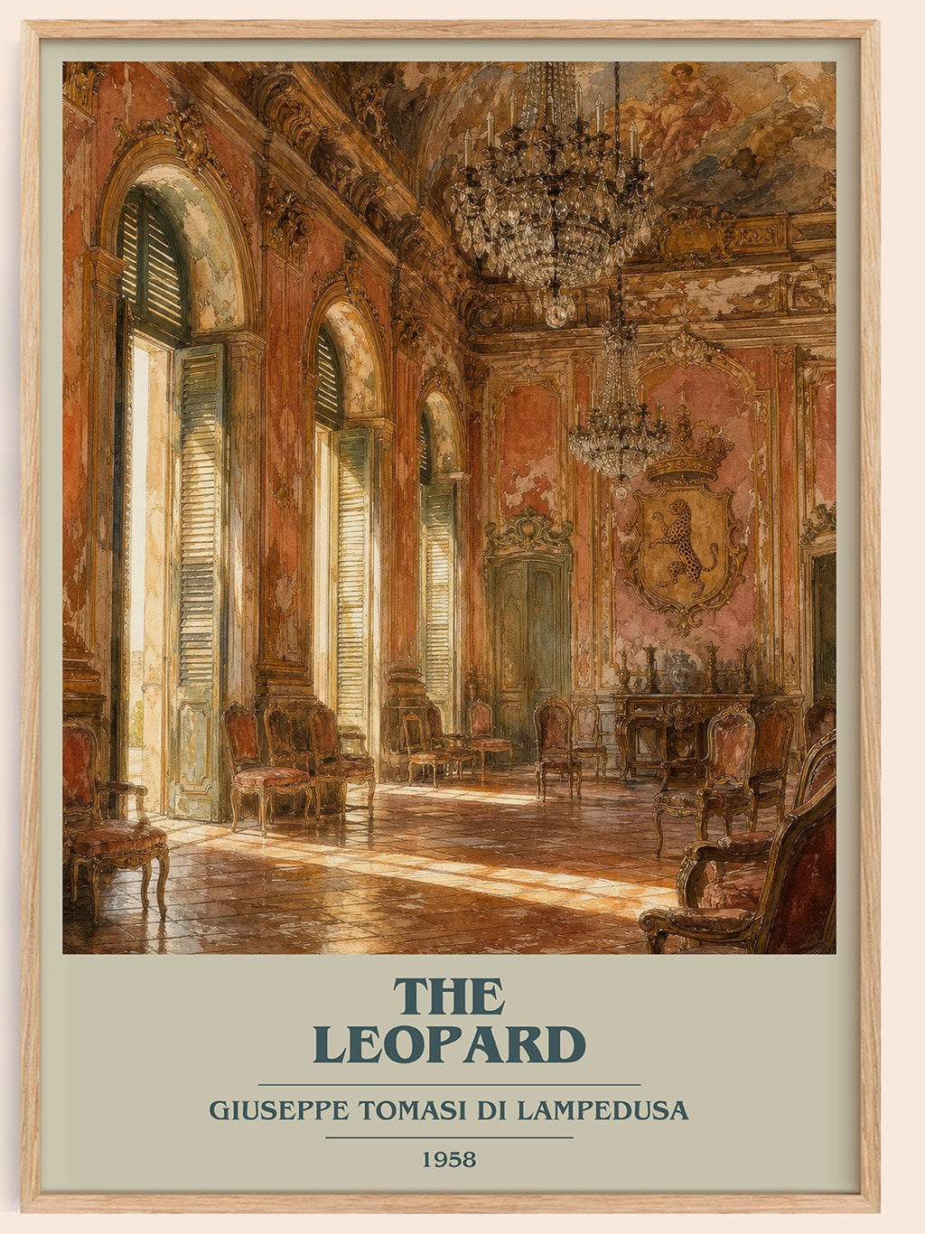 The Leopard book cover book poster by Giuseppe Tomasi di Lampedusa – framed literary art print