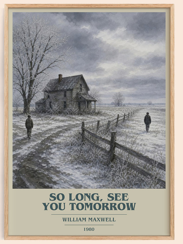 So Long, See You Tomorrow book cover book poster by William Maxwell – framed literary art print