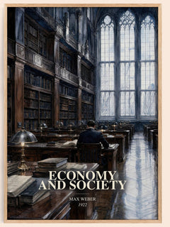Economy and Society watercolour book poster by Max Weber – framed literary art print