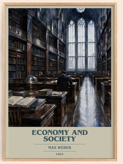 Economy and Society book cover book poster by Max Weber – framed literary art print