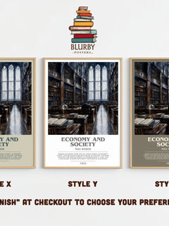 Economy and Society bookish print framed by window – literary home decor