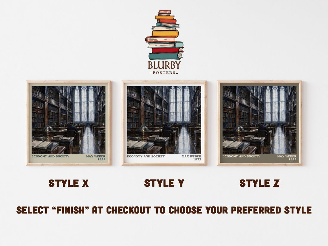 Economy and Society literary print framed by window – literary home decor