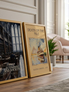 Economy and Society watercolour print framed by window – literary home decor