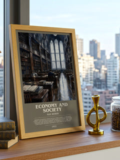Economy and Society bookish poster colour and style options – Max Weber book art