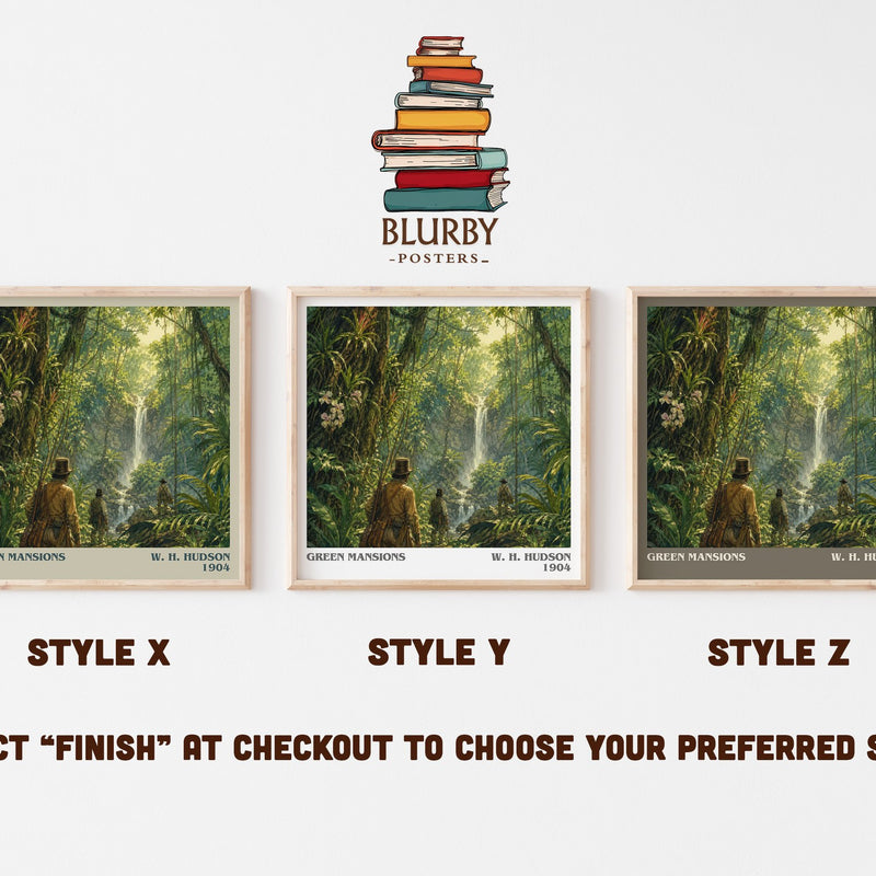 Green Mansions literary print in frame leaning in hallway – romance wall art