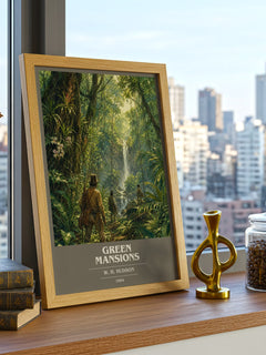 Green Mansions book cover print framed by window – literary home decor