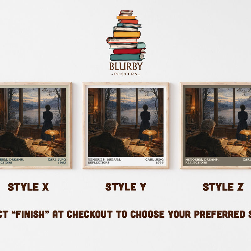 Memories, Dreams, Reflections literary print in frame leaning in hallway – memoir wall art
