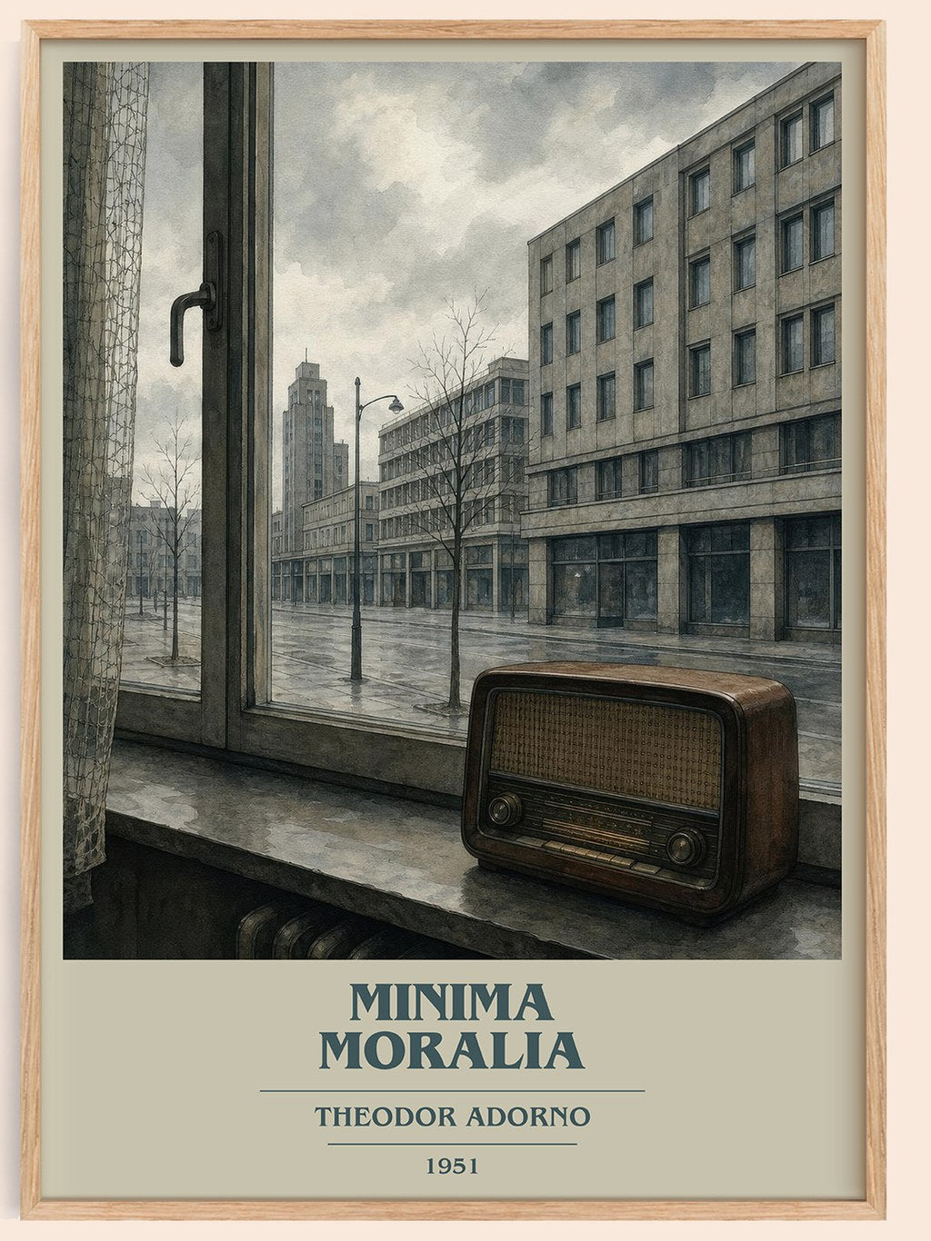 Minima Moralia book cover book poster by Theodor Adorno – framed literary art print