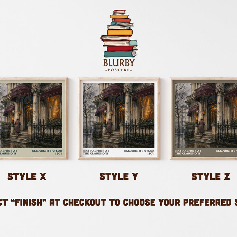 Mrs Palfrey at the Claremont literary print in frame leaning in hallway – literary fiction wall art