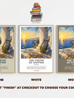 The Poems of Sappho bookish print framed by window – Stone, White and Mocha side by side – choose your colour