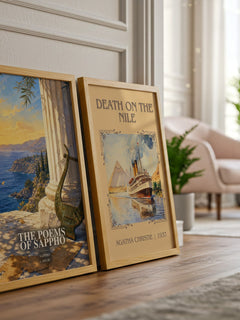 The Poems of Sappho watercolour print framed by window – literary home decor