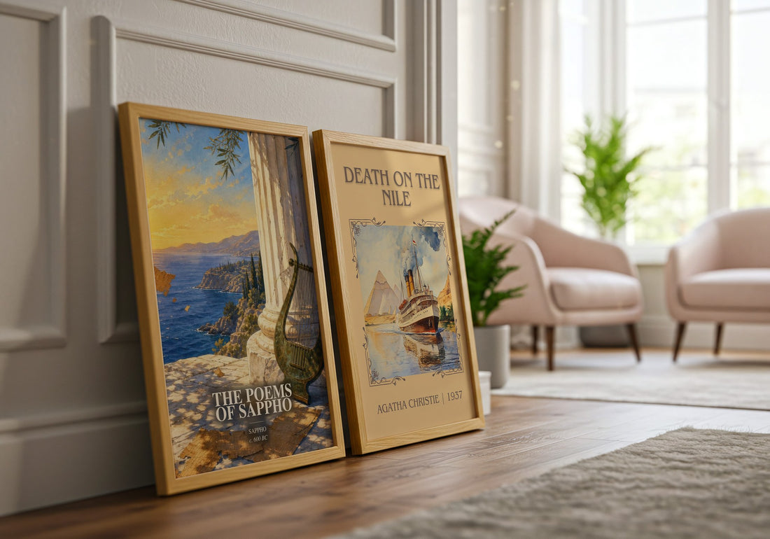 The Poems of Sappho watercolour print framed by window – literary home decor