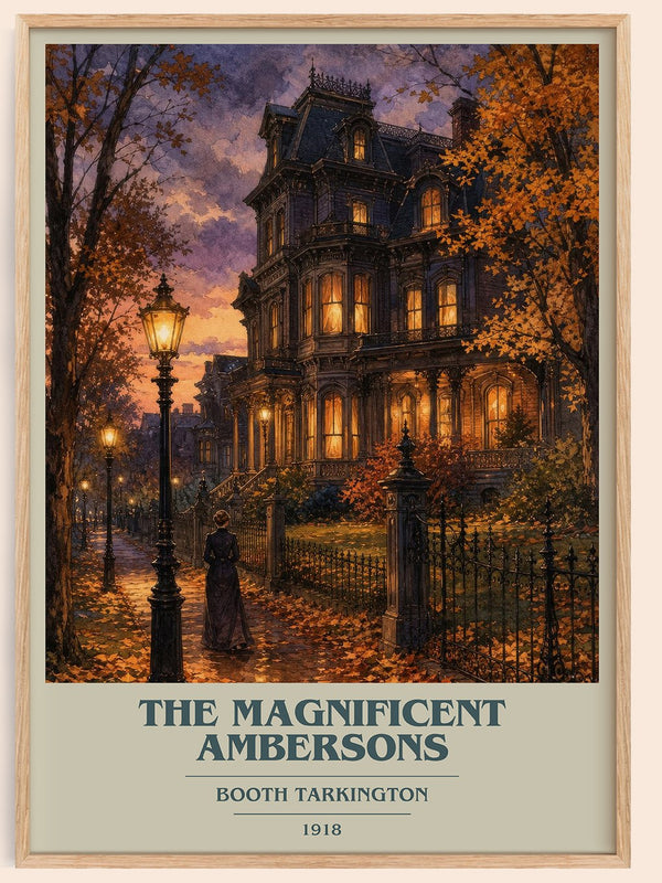 The Magnificent Ambersons book cover book poster by Booth Tarkington – framed literary art print