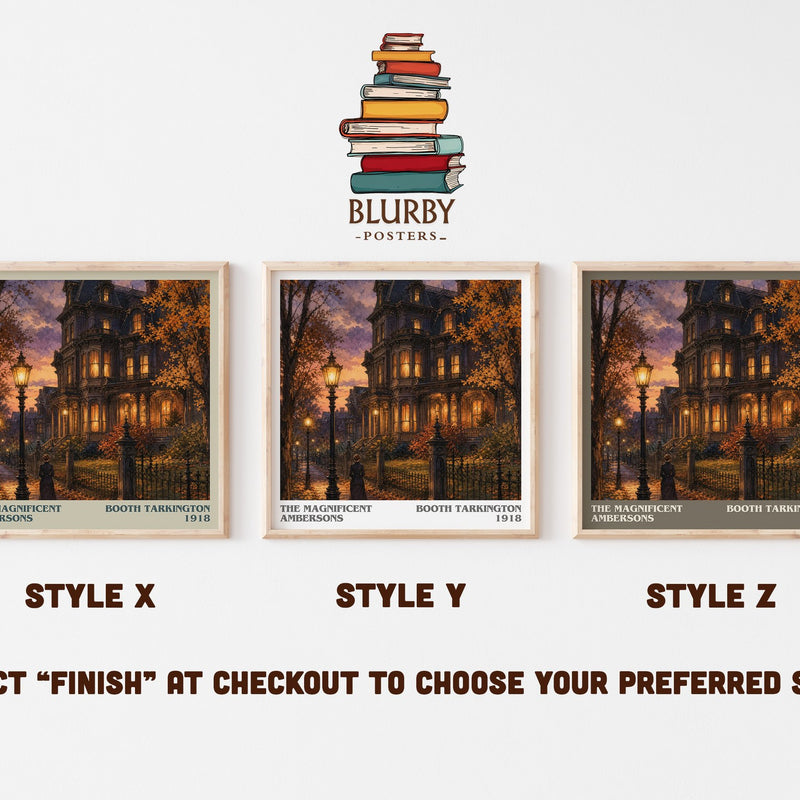 The Magnificent Ambersons literary print in frame leaning in hallway – classic literature wall art