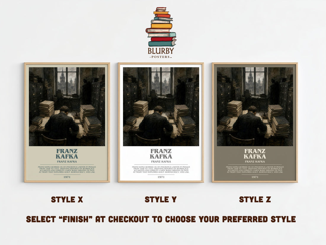Franz Kafka bookish print framed by window – literary home decor