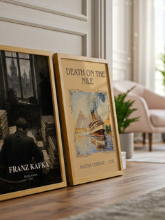 Franz Kafka watercolour print framed by window – literary home decor