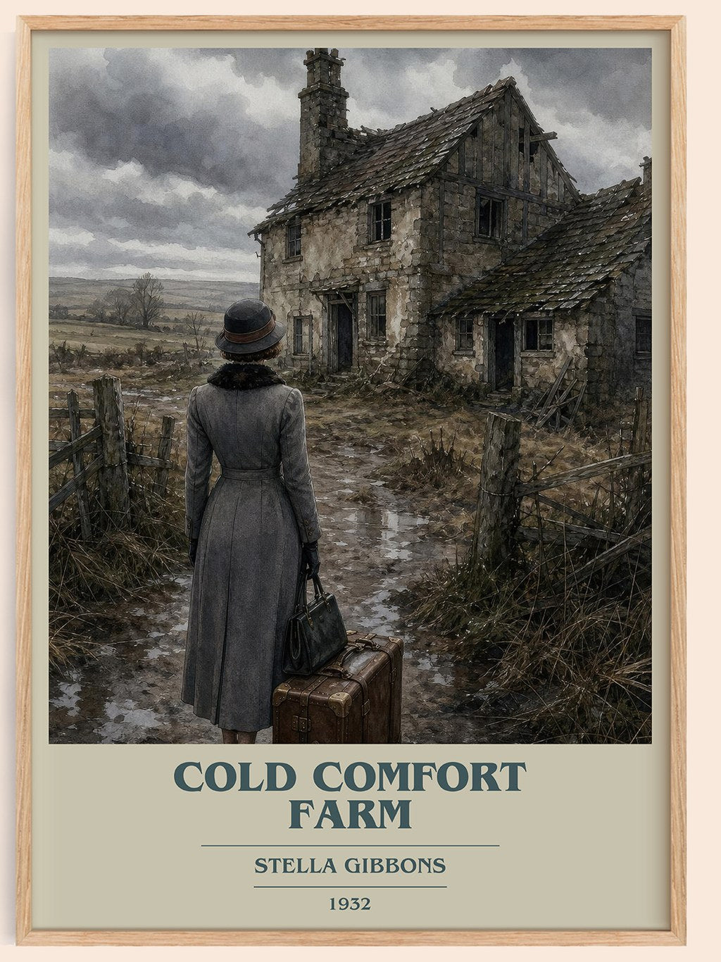 Cold Comfort Farm book cover book poster by Stella Gibbons – framed literary art print
