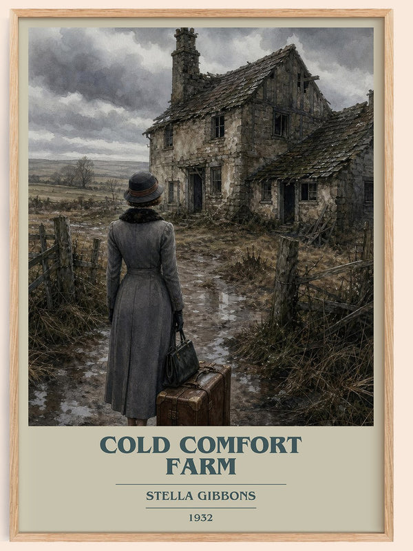 Cold Comfort Farm book cover book poster by Stella Gibbons – framed literary art print