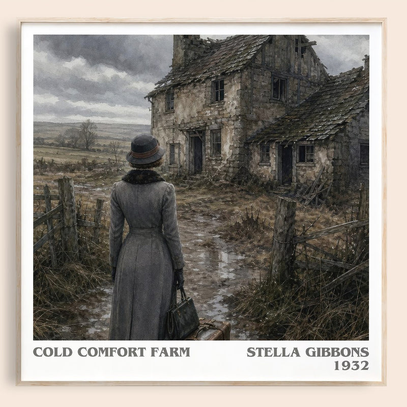 Cold Comfort Farm literary book poster by Stella Gibbons – framed literary art print