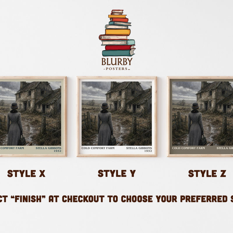 Cold Comfort Farm literary print in frame leaning in hallway – satire wall art