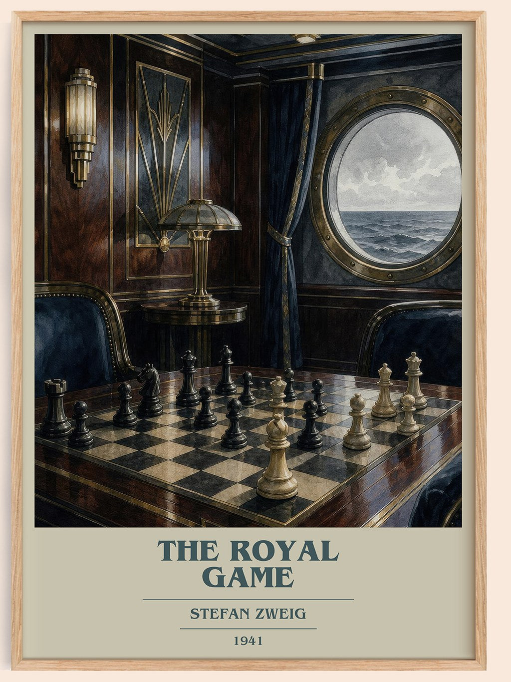 The Royal Game book cover book poster by Stefan Zweig – framed literary art print