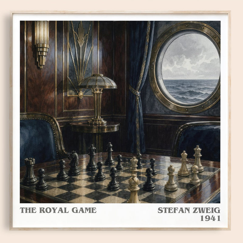 The Royal Game literary book poster by Stefan Zweig – framed literary art print