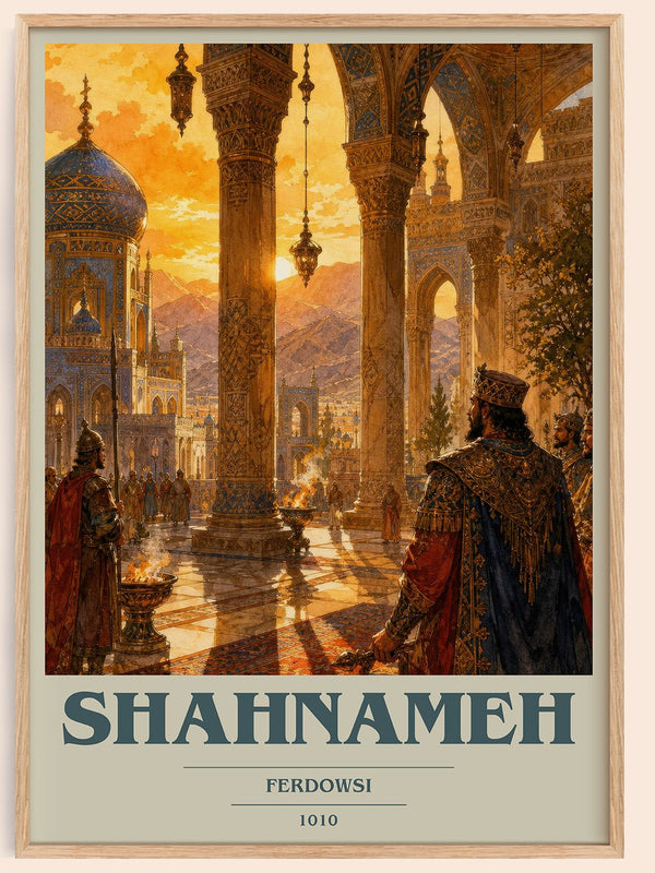 Shahnameh book cover book poster by Ferdowsi – framed literary art print