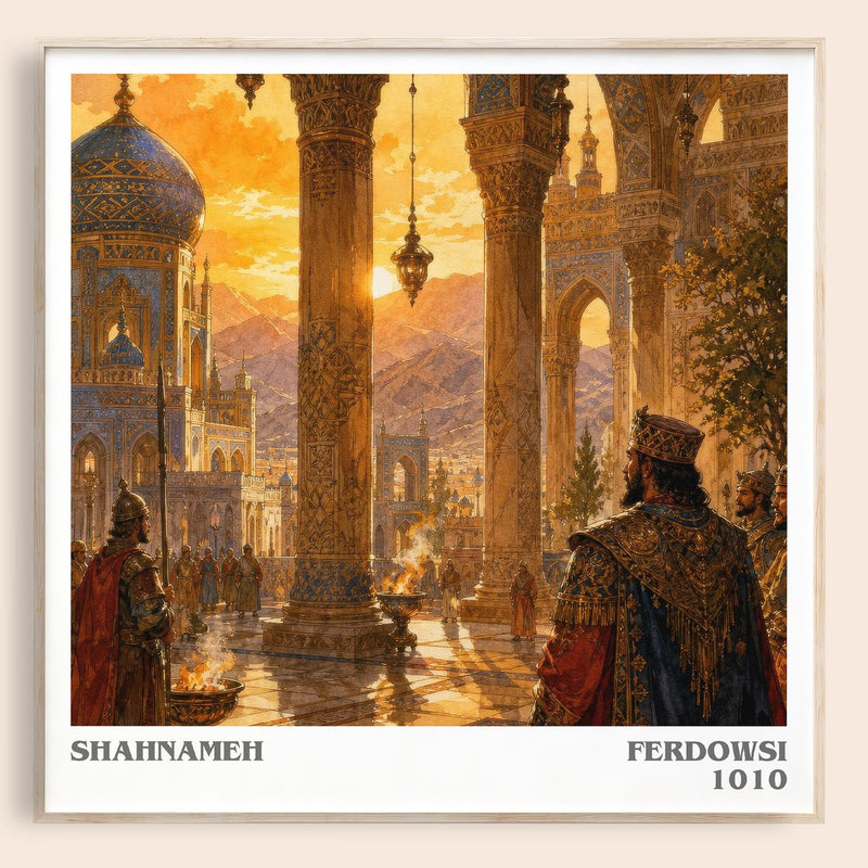 Shahnameh literary book poster by Ferdowsi – framed literary art print