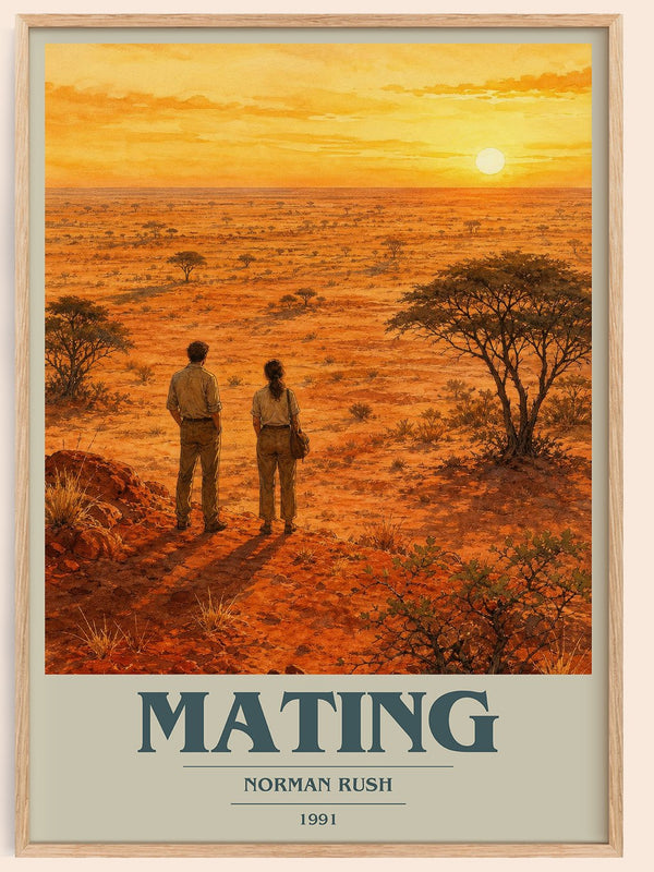 Mating book cover book poster by Norman Rush – framed literary art print