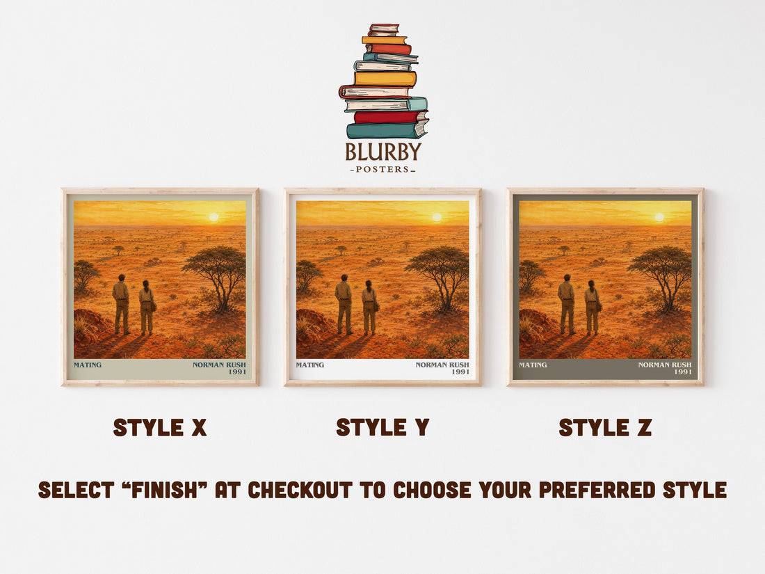 Mating literary print in frame leaning in hallway – literary fiction wall art (mockup)
