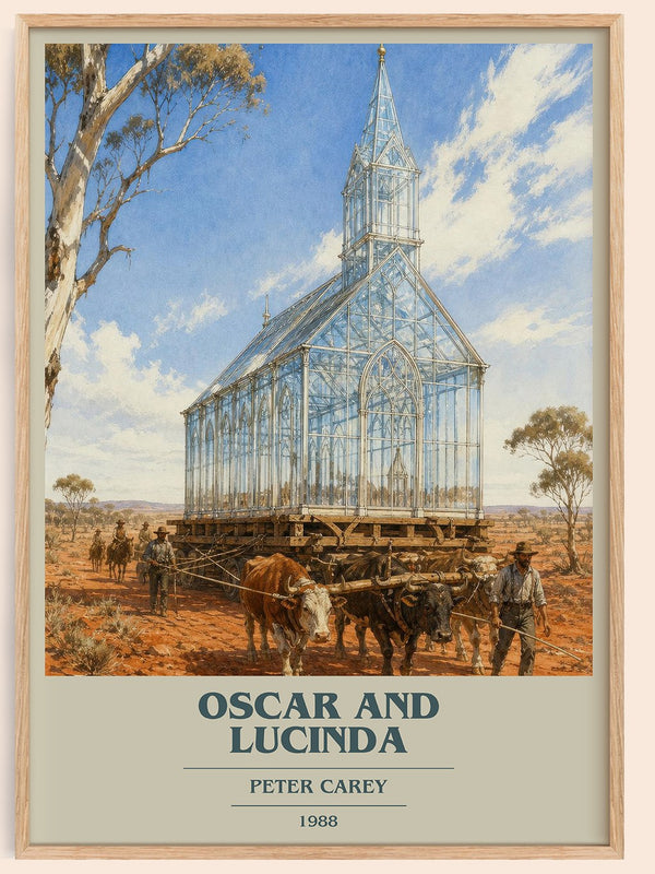 Oscar and Lucinda book cover book poster by Peter Carey – framed literary art print