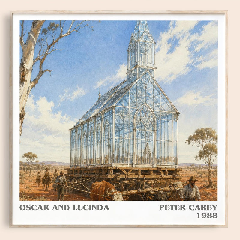 Oscar and Lucinda literary book poster by Peter Carey – framed literary art print
