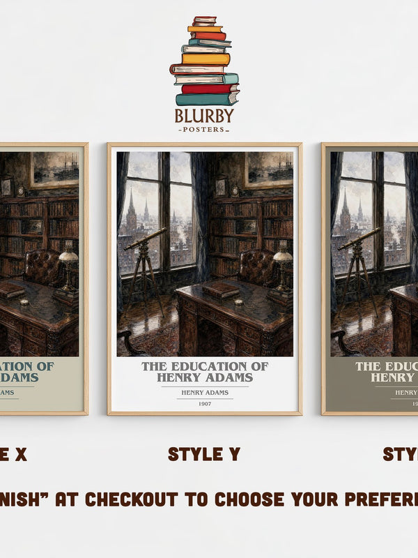 The Education of Henry Adams book cover print in frame leaning in hallway – memoir wall art