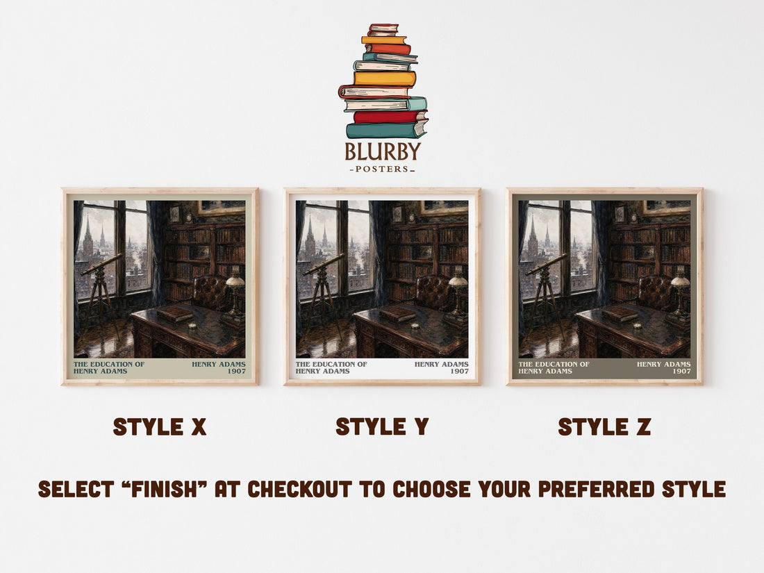 The Education of Henry Adams literary print in frame leaning in hallway – memoir wall art (mockup)