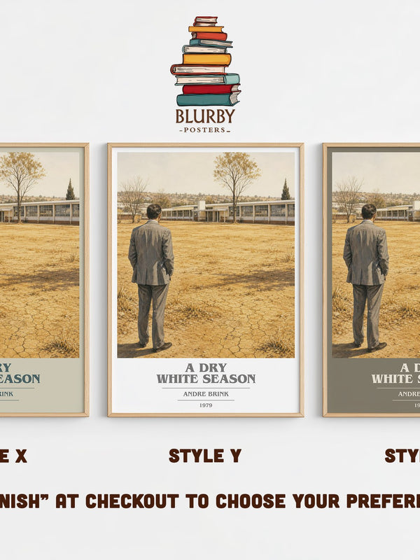 A Dry White Season book cover print in frame leaning in hallway – literary fiction wall art