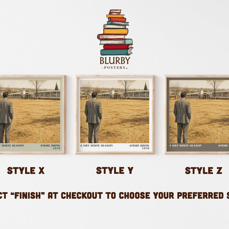 A Dry White Season literary print in frame leaning in hallway – literary fiction wall art