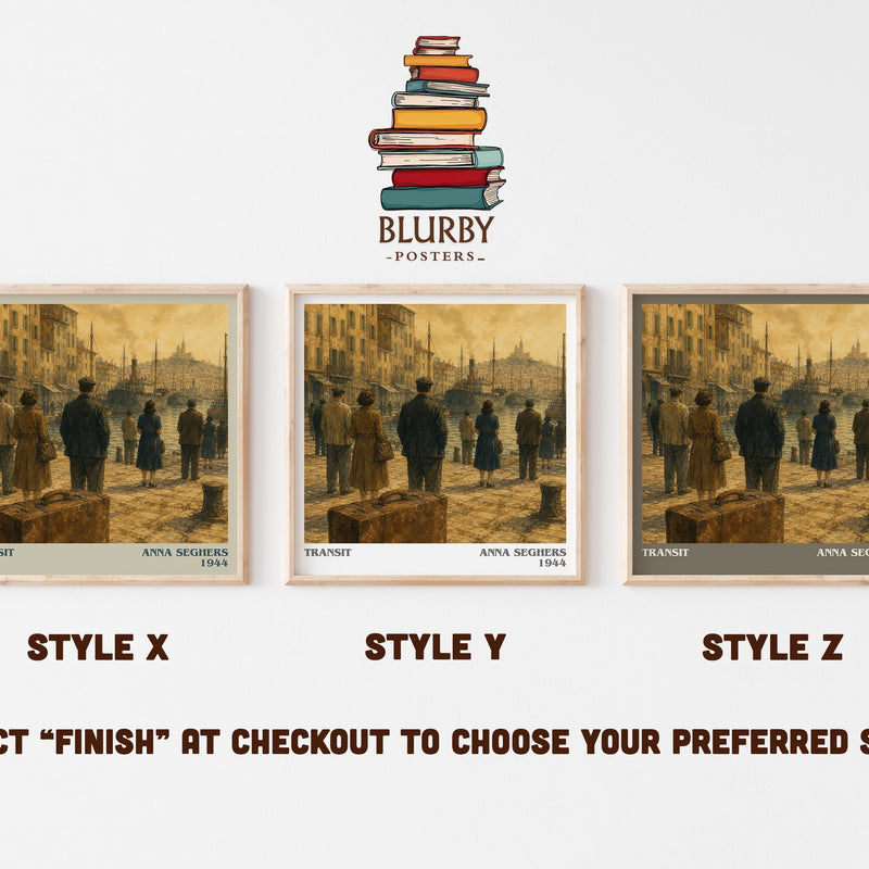 Transit literary print in frame leaning in hallway – historical fiction wall art