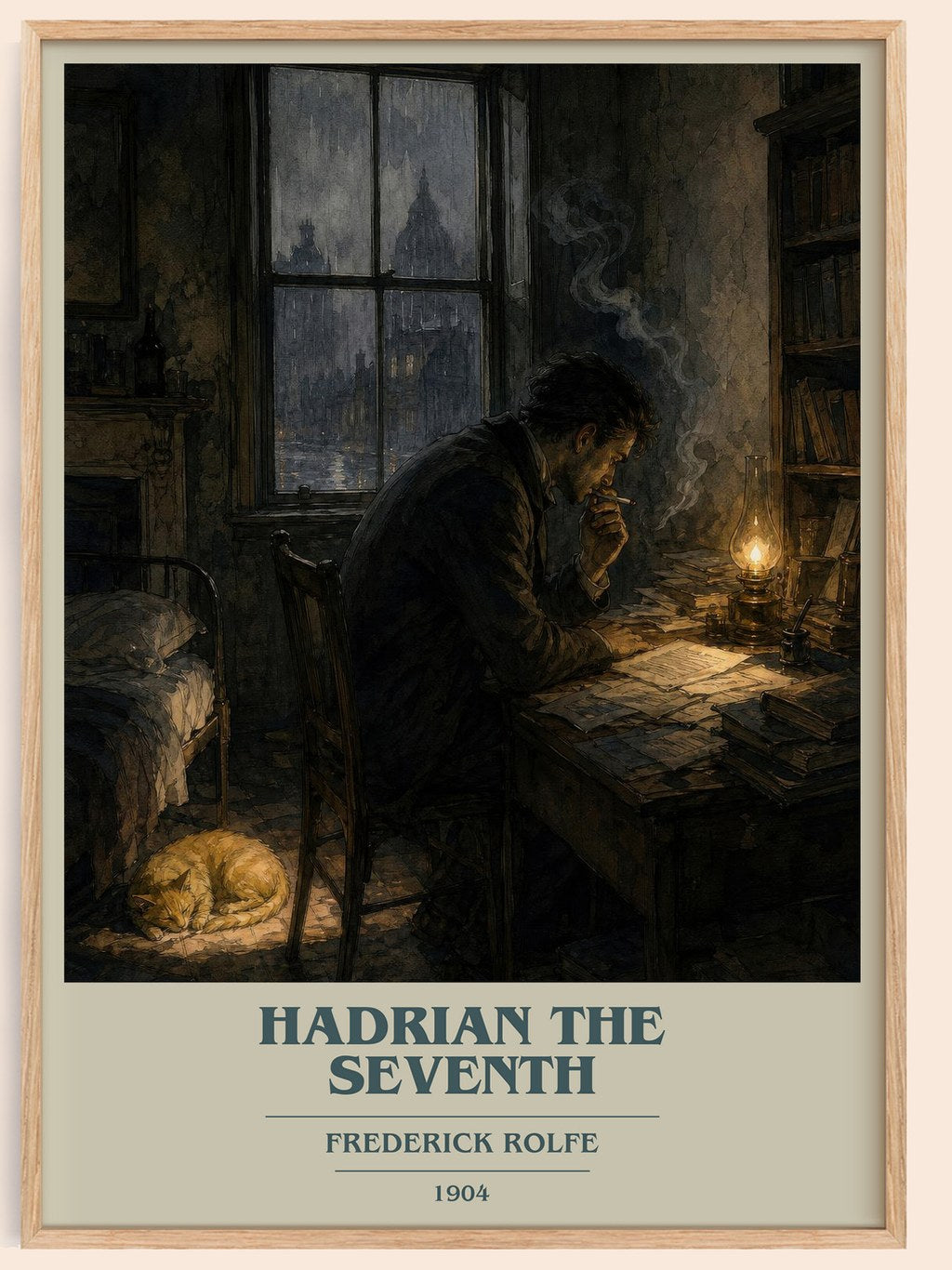 Hadrian the Seventh book cover book poster by Frederick Rolfe – framed literary art print