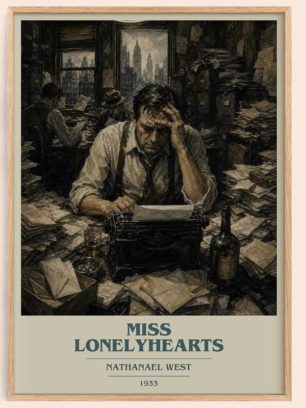 Miss Lonelyhearts book cover book poster by Nathanael West – framed literary art print