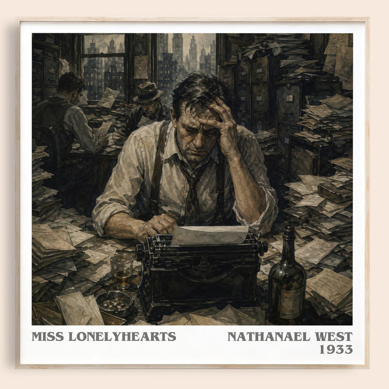 Miss Lonelyhearts literary book poster by Nathanael West – framed literary art print