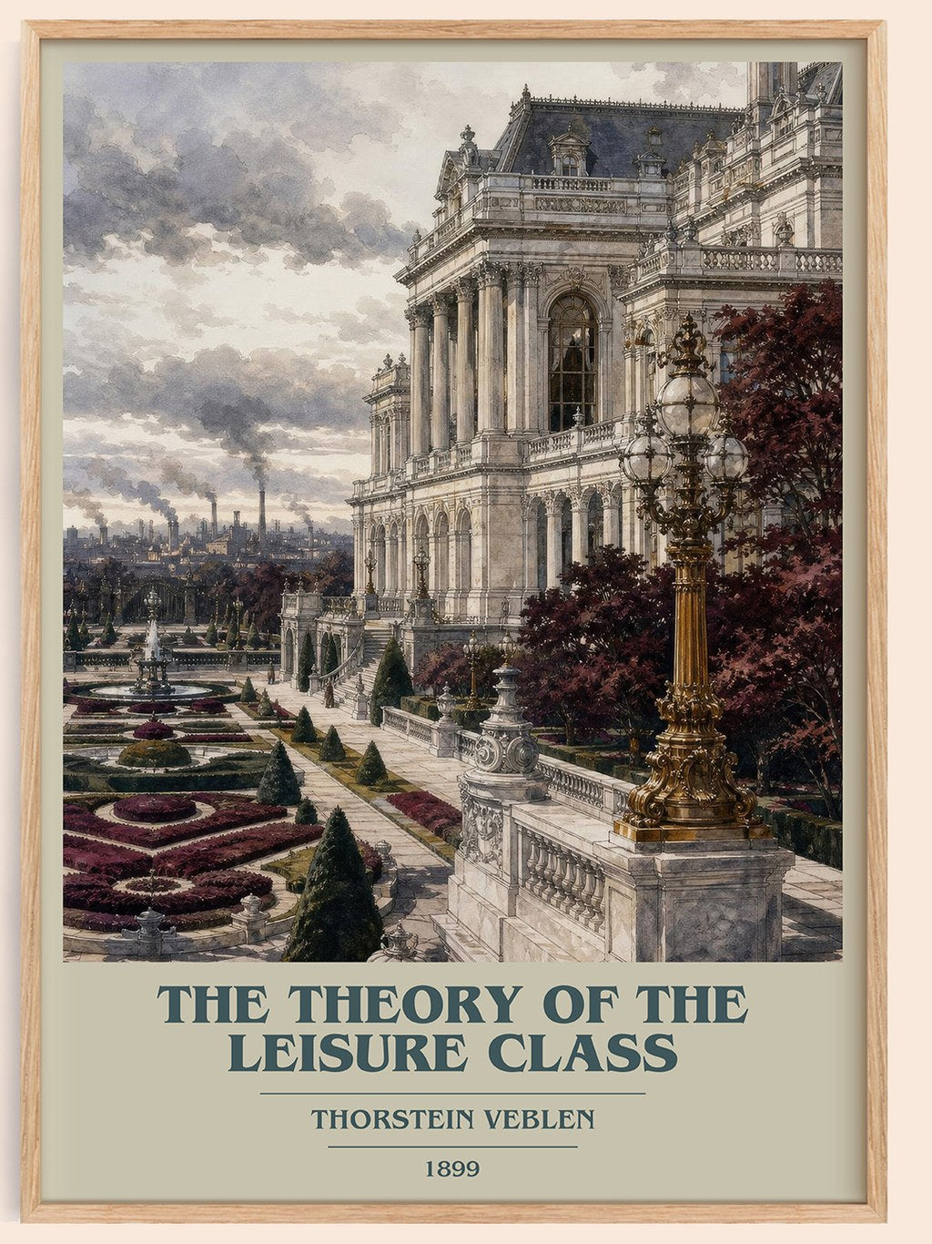 The Theory of the Leisure Class book cover book poster by Thorstein Veblen – framed literary art print